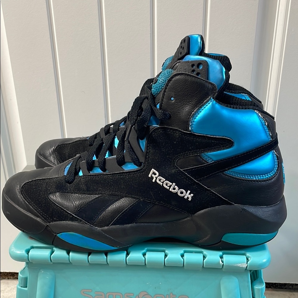 Reebok men’s Shaq Attaq 1 Black and Teal High-Top Sneakers size 13 Retro